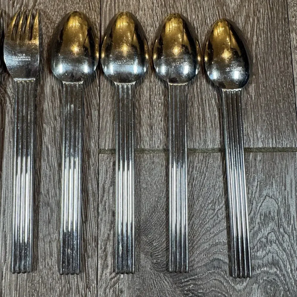 Lot of 13 IKEA Strateg Knives Spoons Forks Flatware Ribbed Ehlen Johansson 1990s